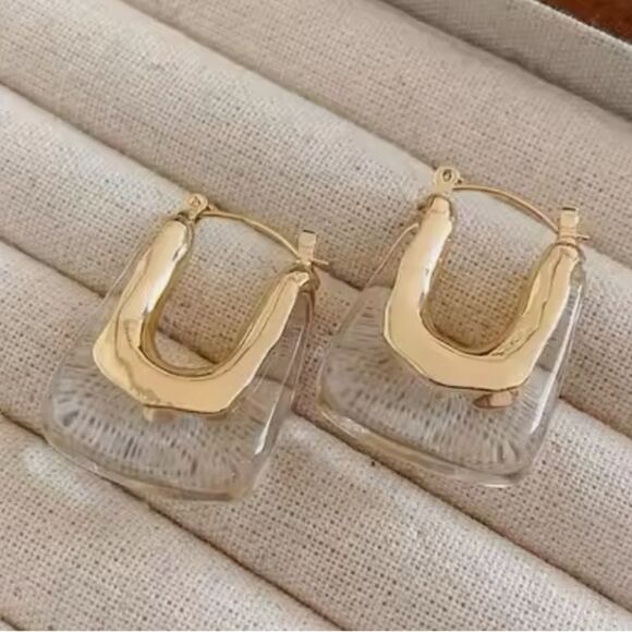 Tasha Stone Hoop in Invisible Clear Earrings - Picture 1 of 2